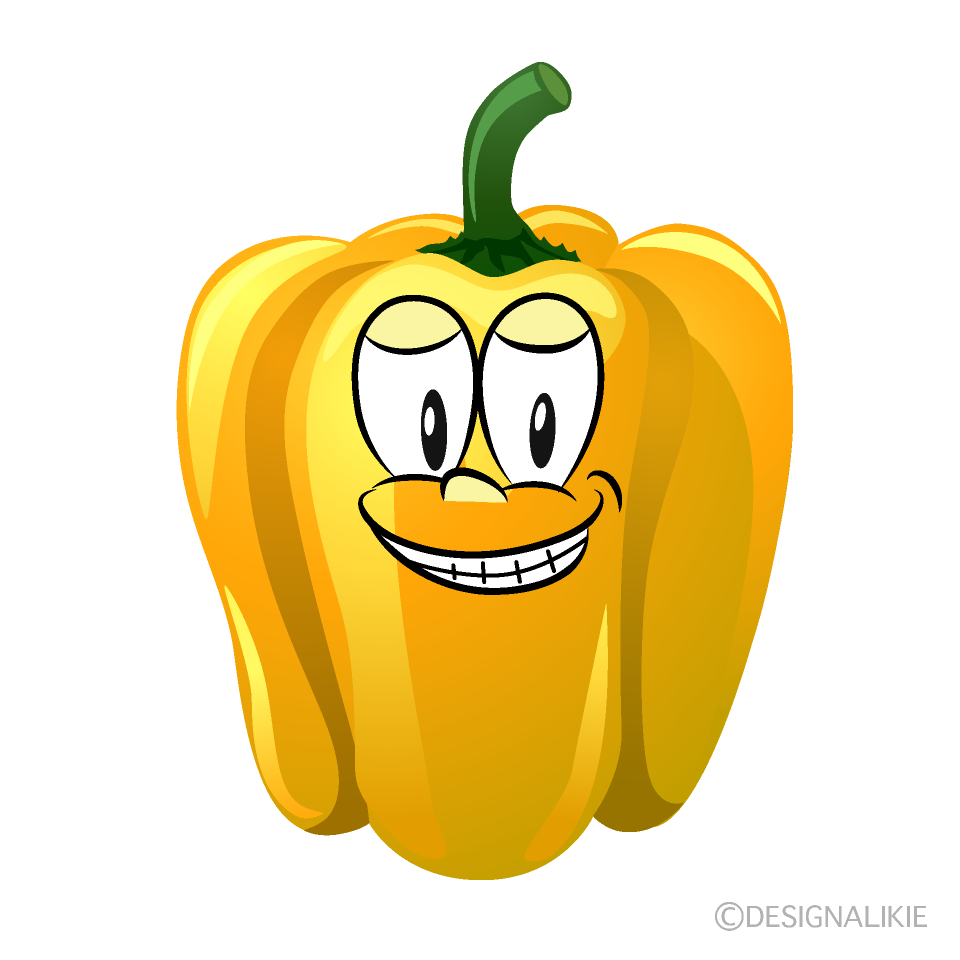 Grinning Yellow Pepper Cartoon Character Image