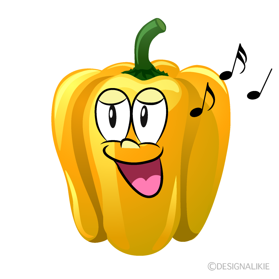 Singing Yellow Pepper Cartoon Character Image