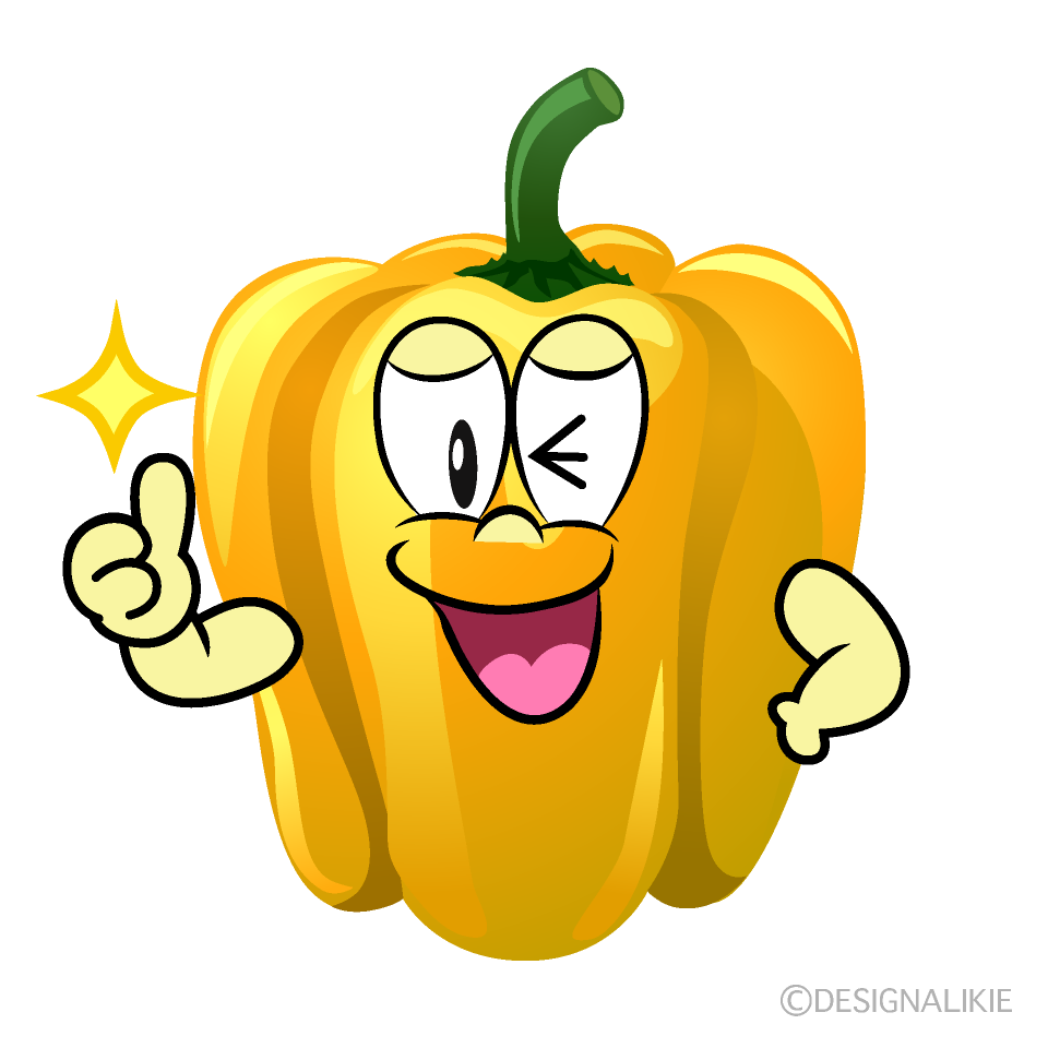 Thumbs up Yellow Pepper Cartoon Character Image