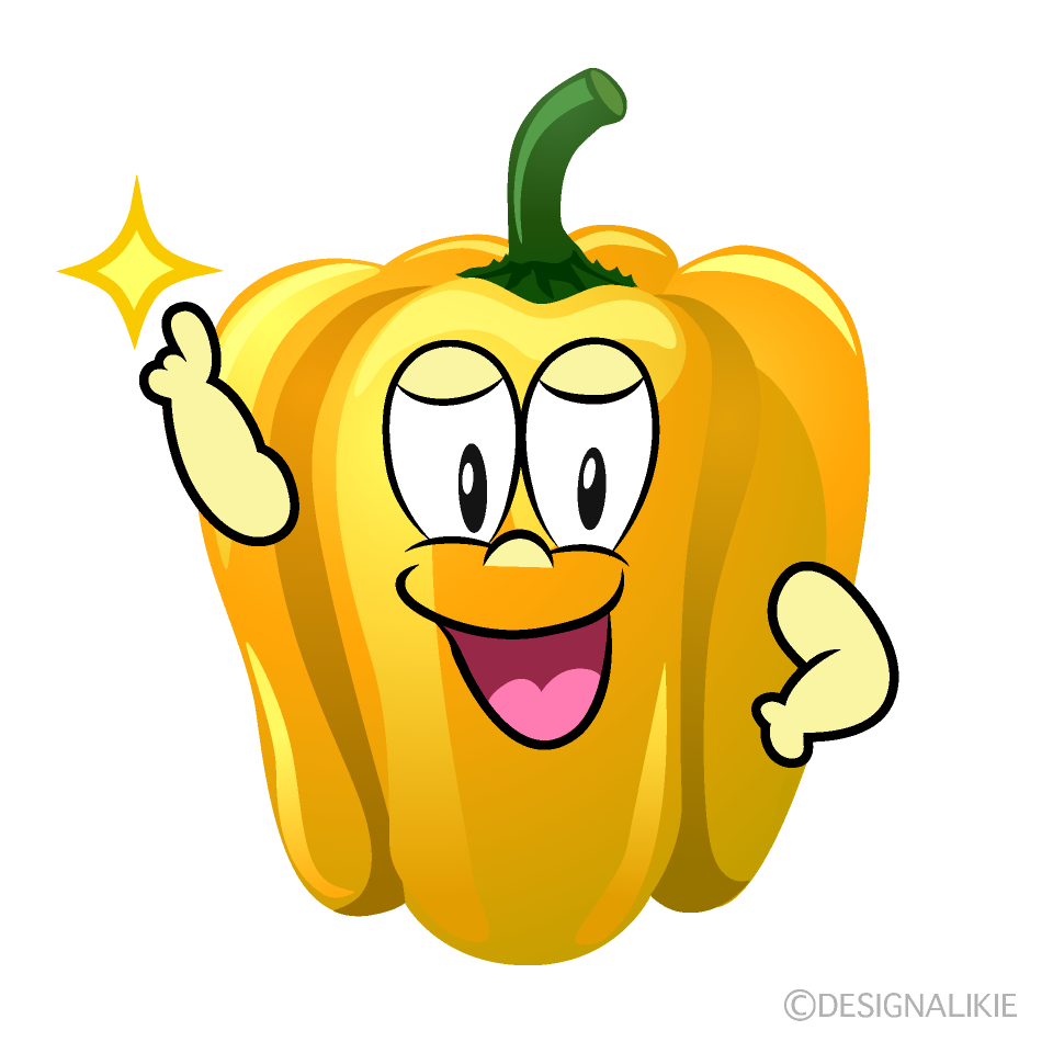 Posing Yellow Pepper Cartoon Character Image