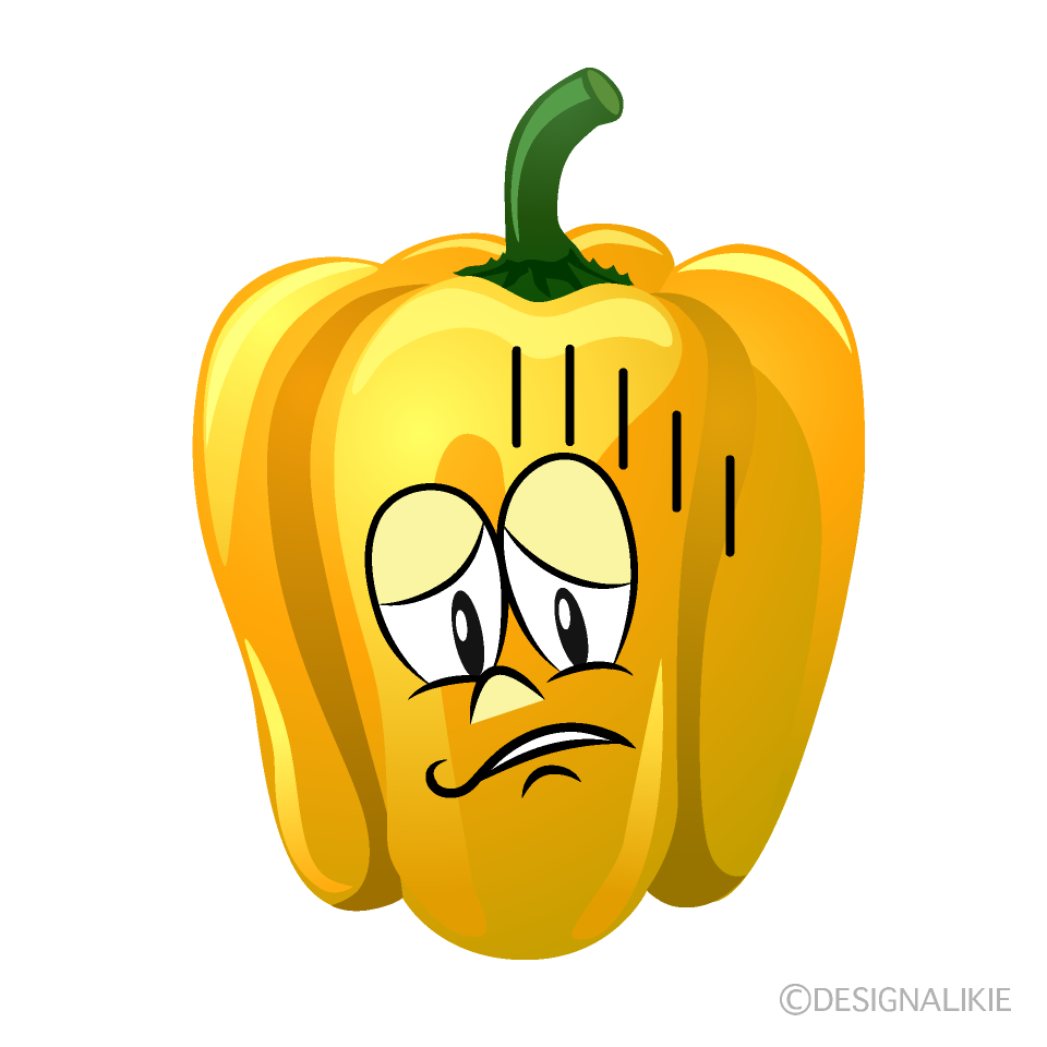 Depressed Yellow Pepper Cartoon Character Image