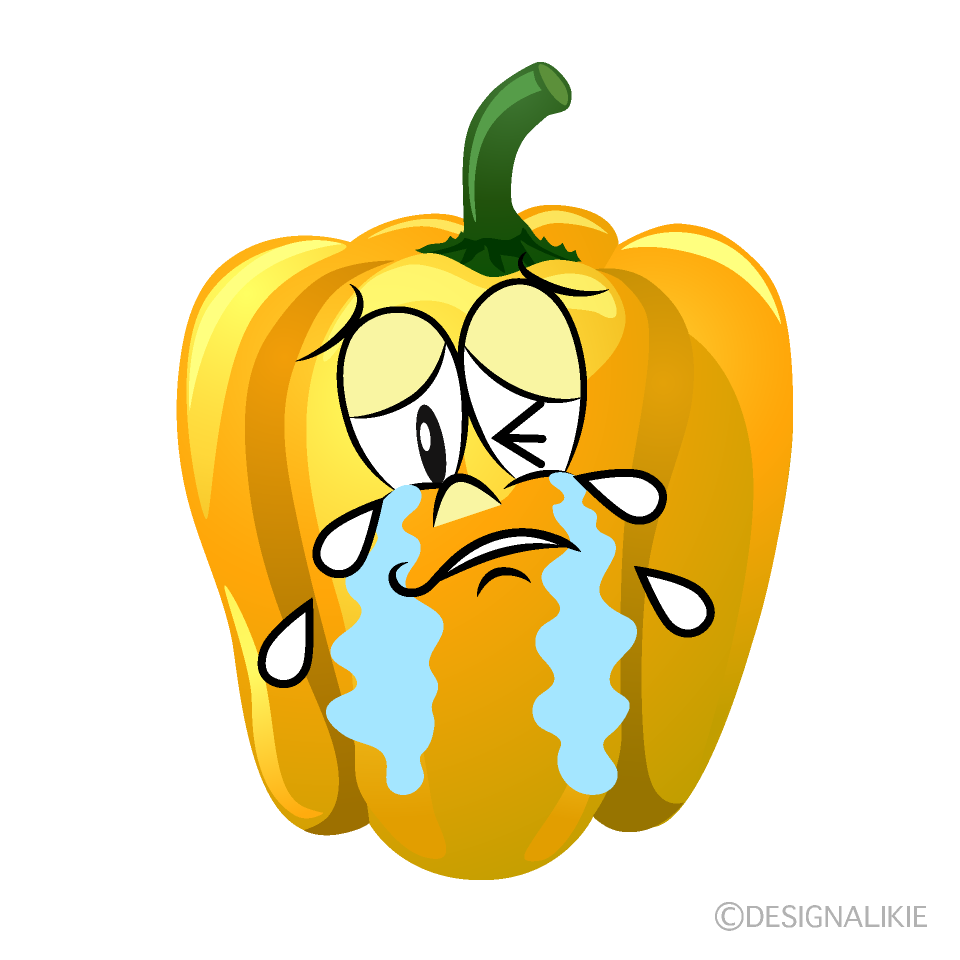 Crying Yellow Pepper Cartoon Character Image