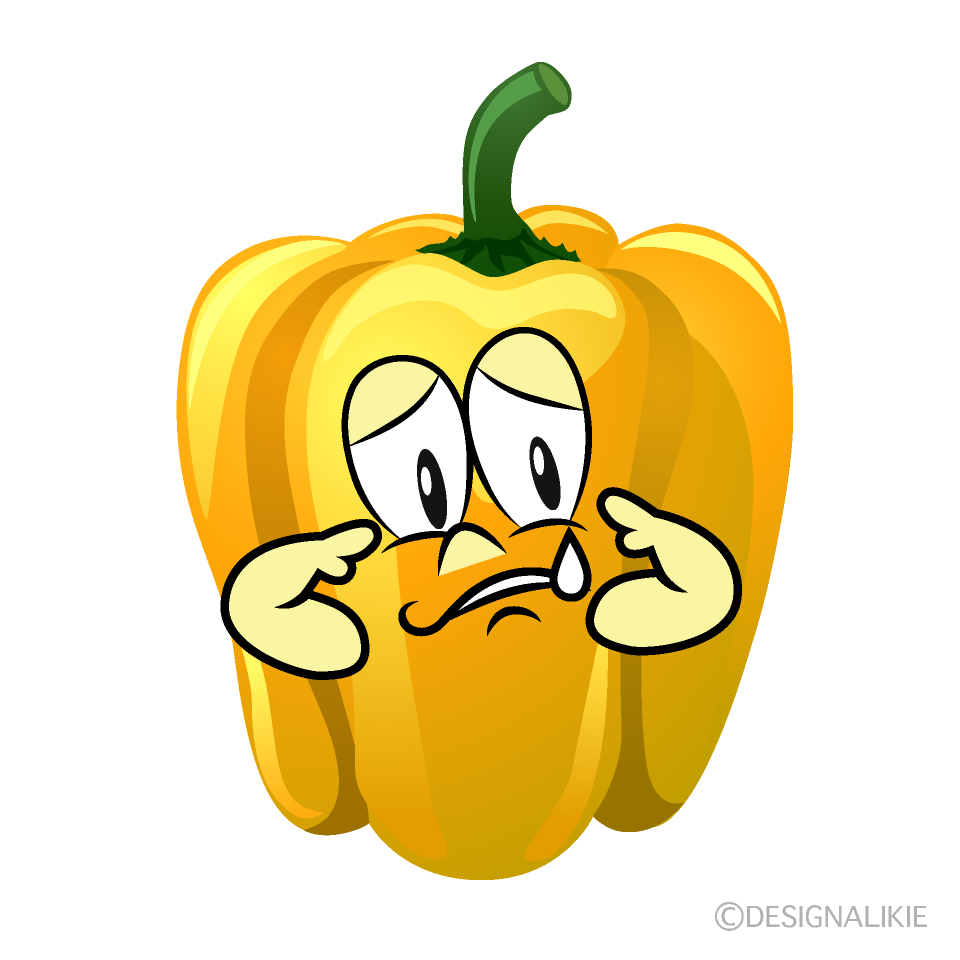 Sad Yellow Pepper Cartoon Character Image