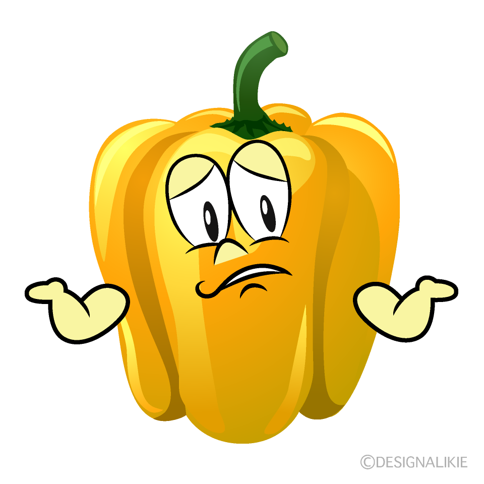 Troubled Yellow Pepper Cartoon Character Image