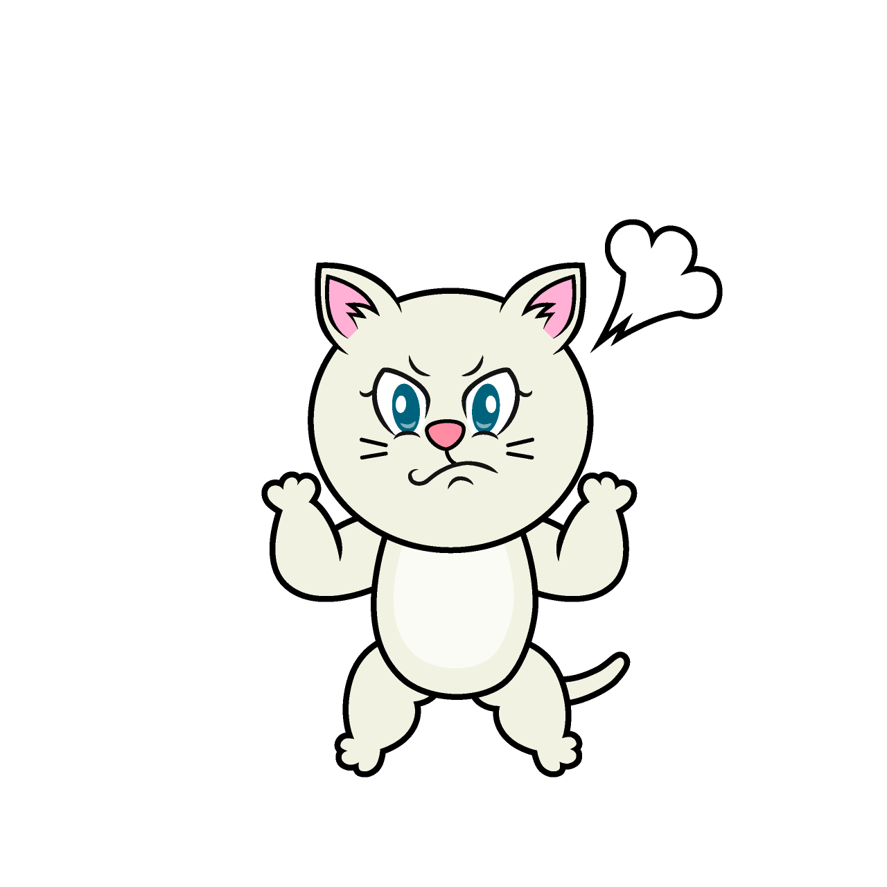 Gato Blanco Enojado