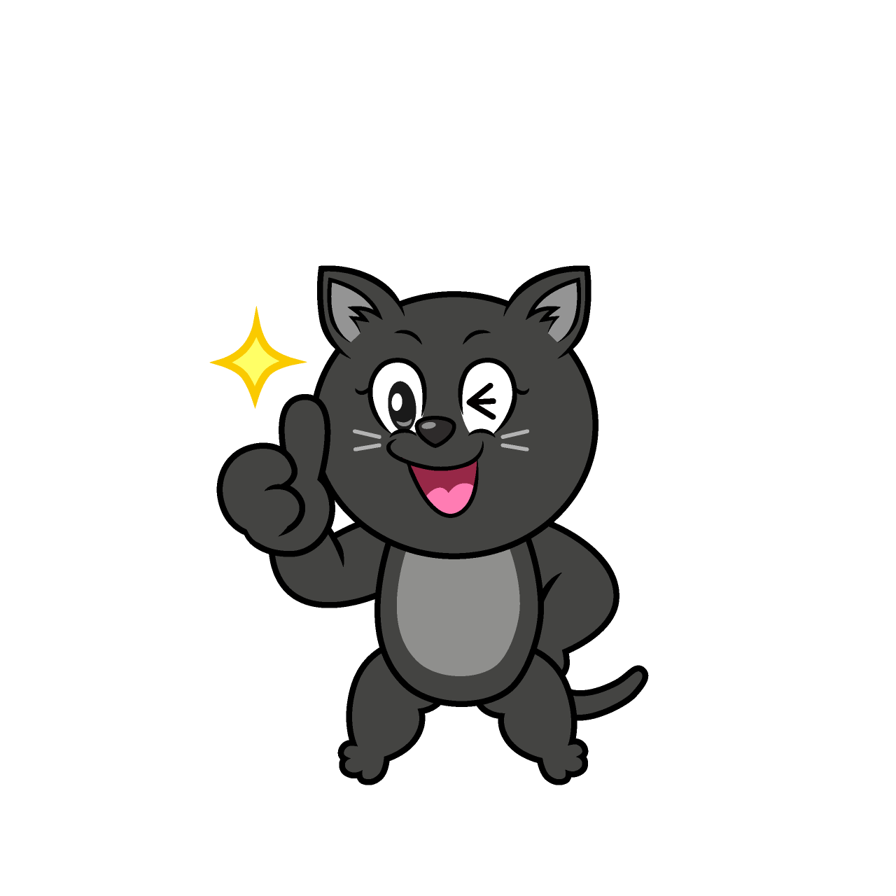 Thumbs Up Black Cat