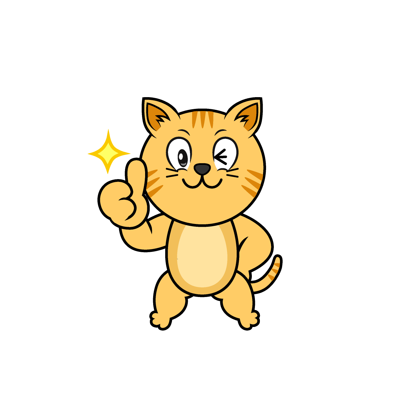 Gato Atigrado con Pulgares Arriba