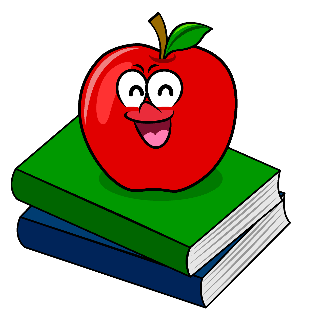 Smiling Apple and Book