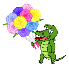 Crocodile with Bouquet