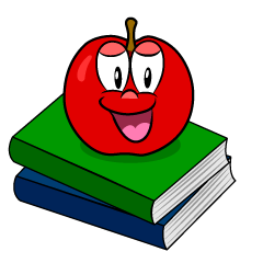 Smiling Apple and Book